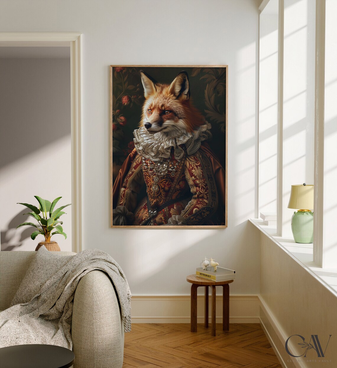 Fox Royal Renaissance Portrait, Vintage Animal Print - Image 2