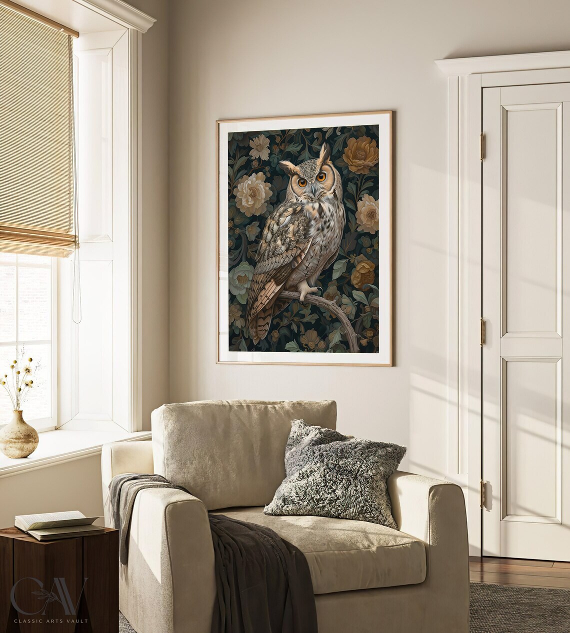 William Morris Inspired Owl Art Print, Forest Bird - Image 2