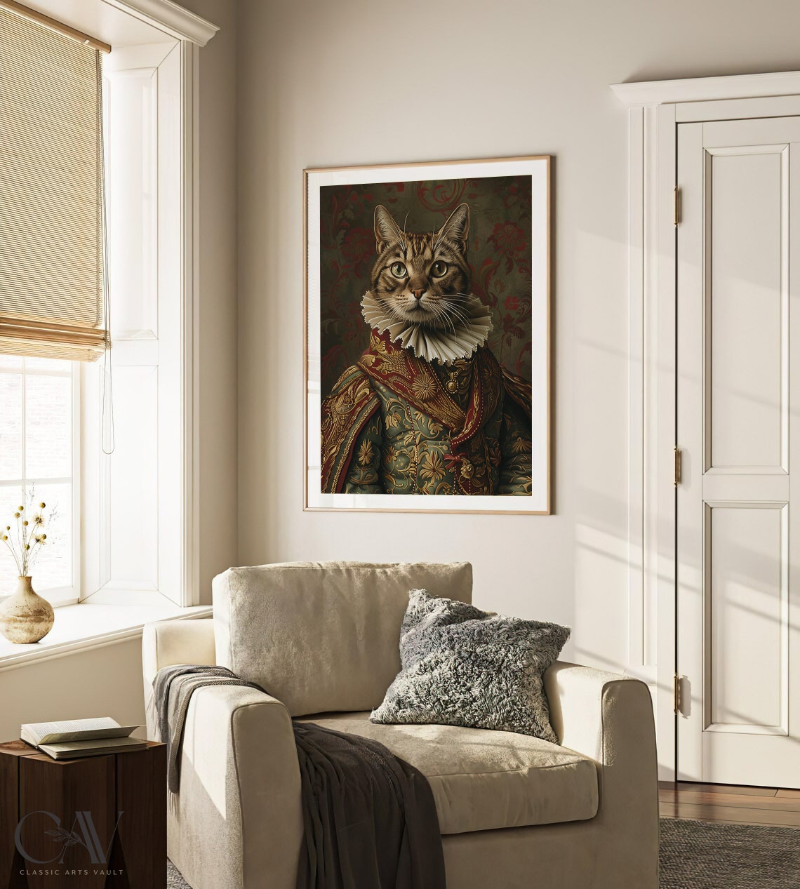 Royal Tabby Cat Renaissance Portrait Vintage Animal Wall Art - Image 2