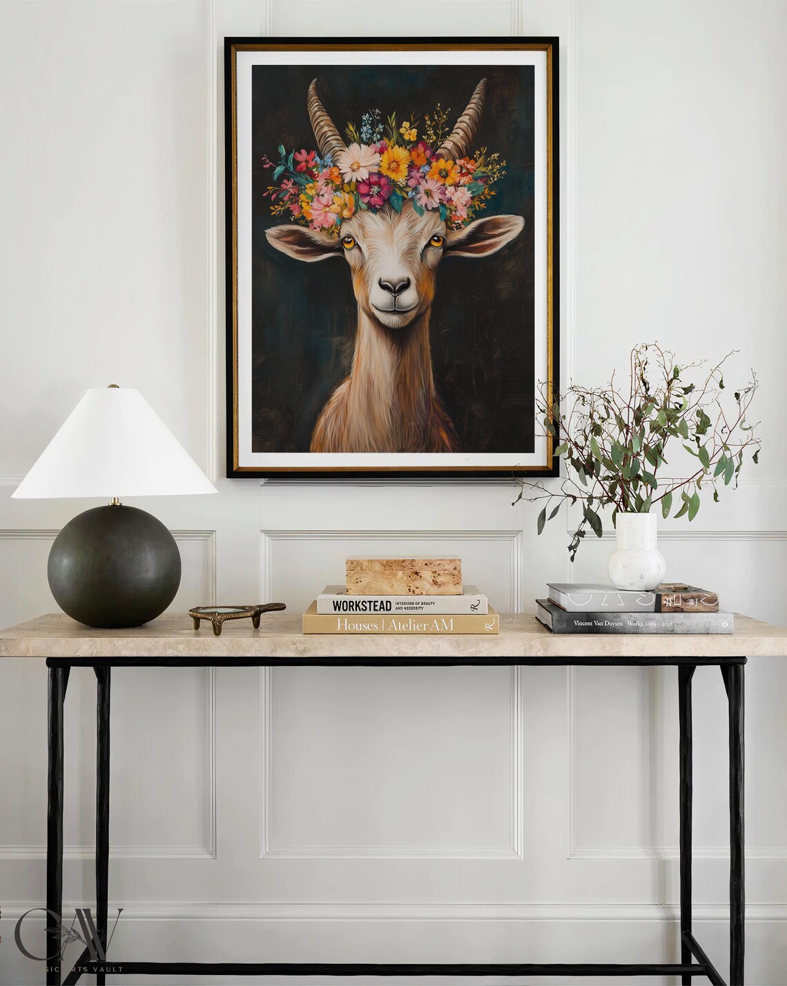 Goat Maximalist Eclectic Animal Portrait Print - Image 4
