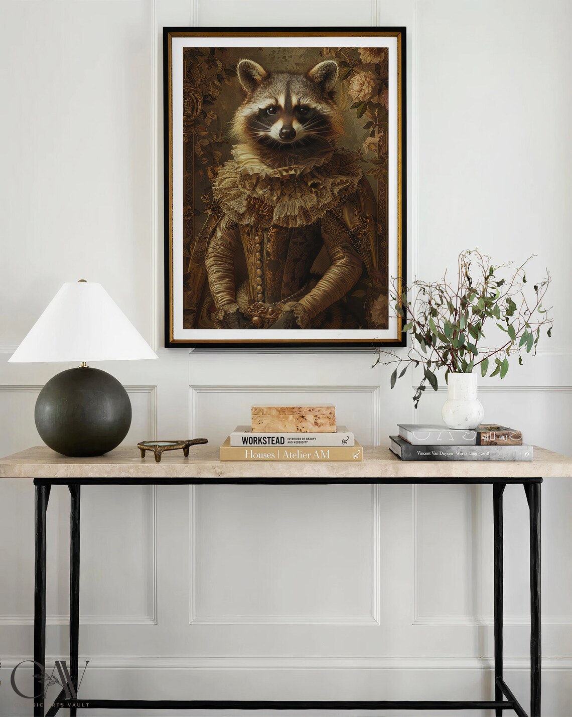Aristocrat Raccoon Renaissance Lady Lace Gown Vintage Animal Poster - Image 4