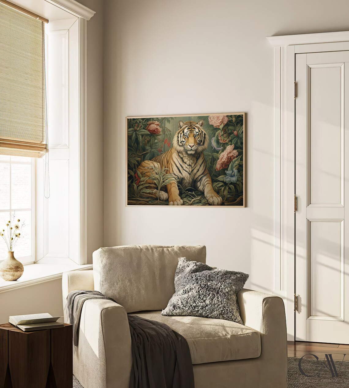 William Morris Inspired Tiger Art Print, Rustic Farmhouse - Image 2