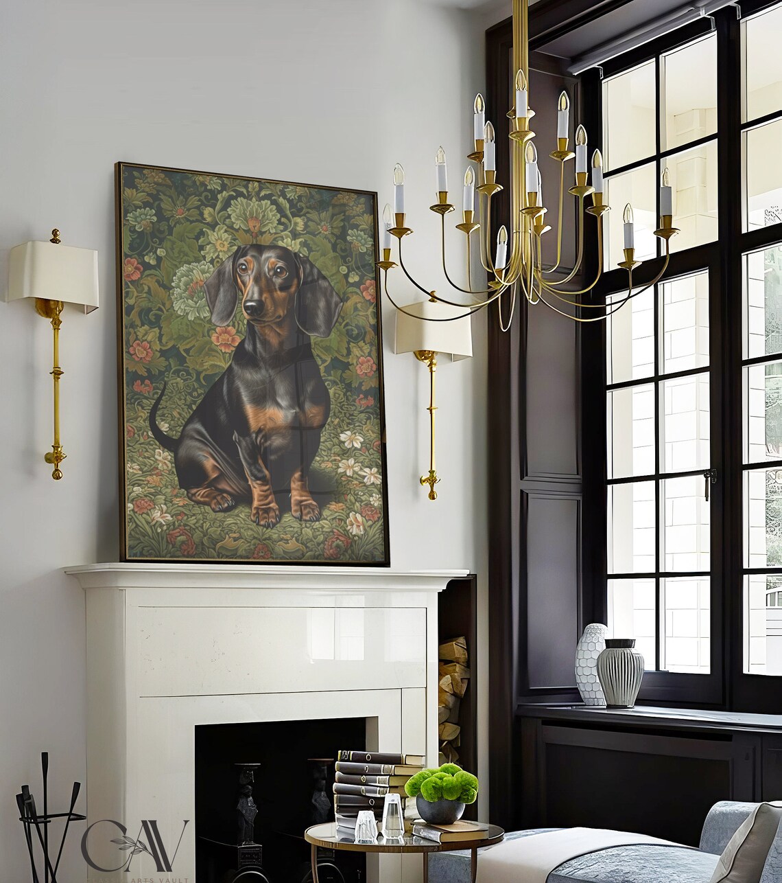 William Morris Inspired Dachshund Dog Art Print - Image 3
