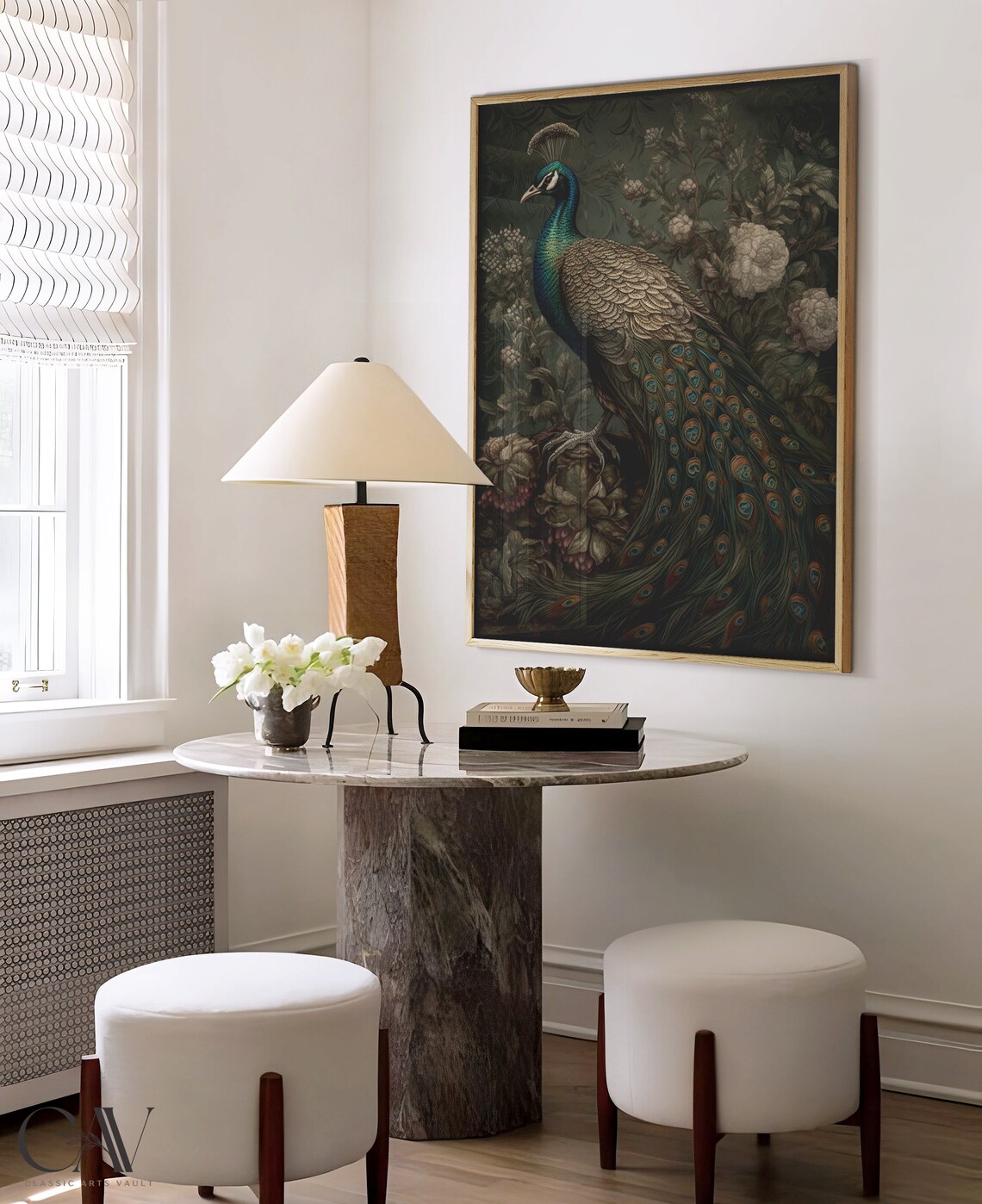 William Morris Inspired Peacock Art Print, Eclectic Decor