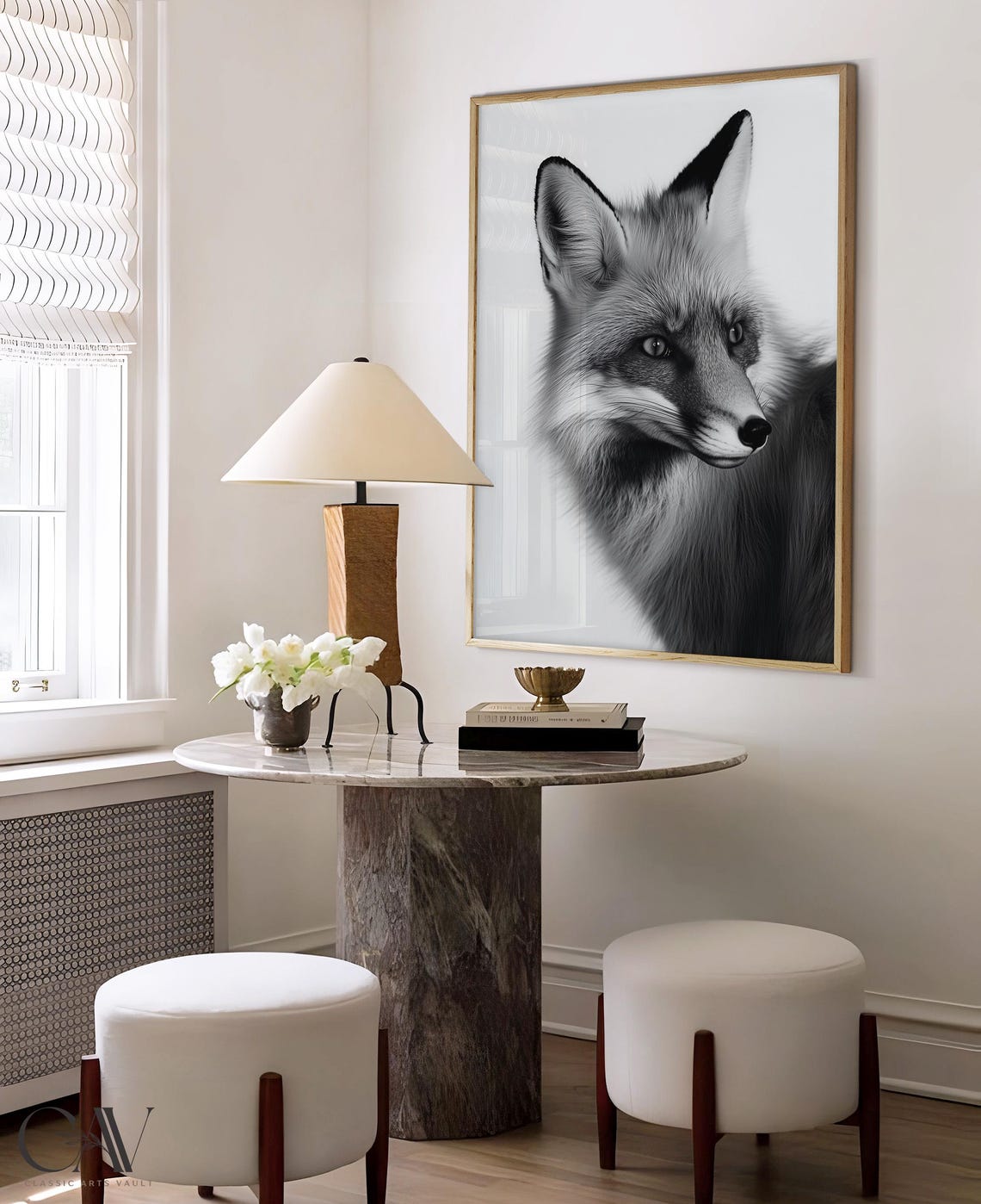 Black and White Fox Profile Close Up Wildlife Photography Poster - Image 4