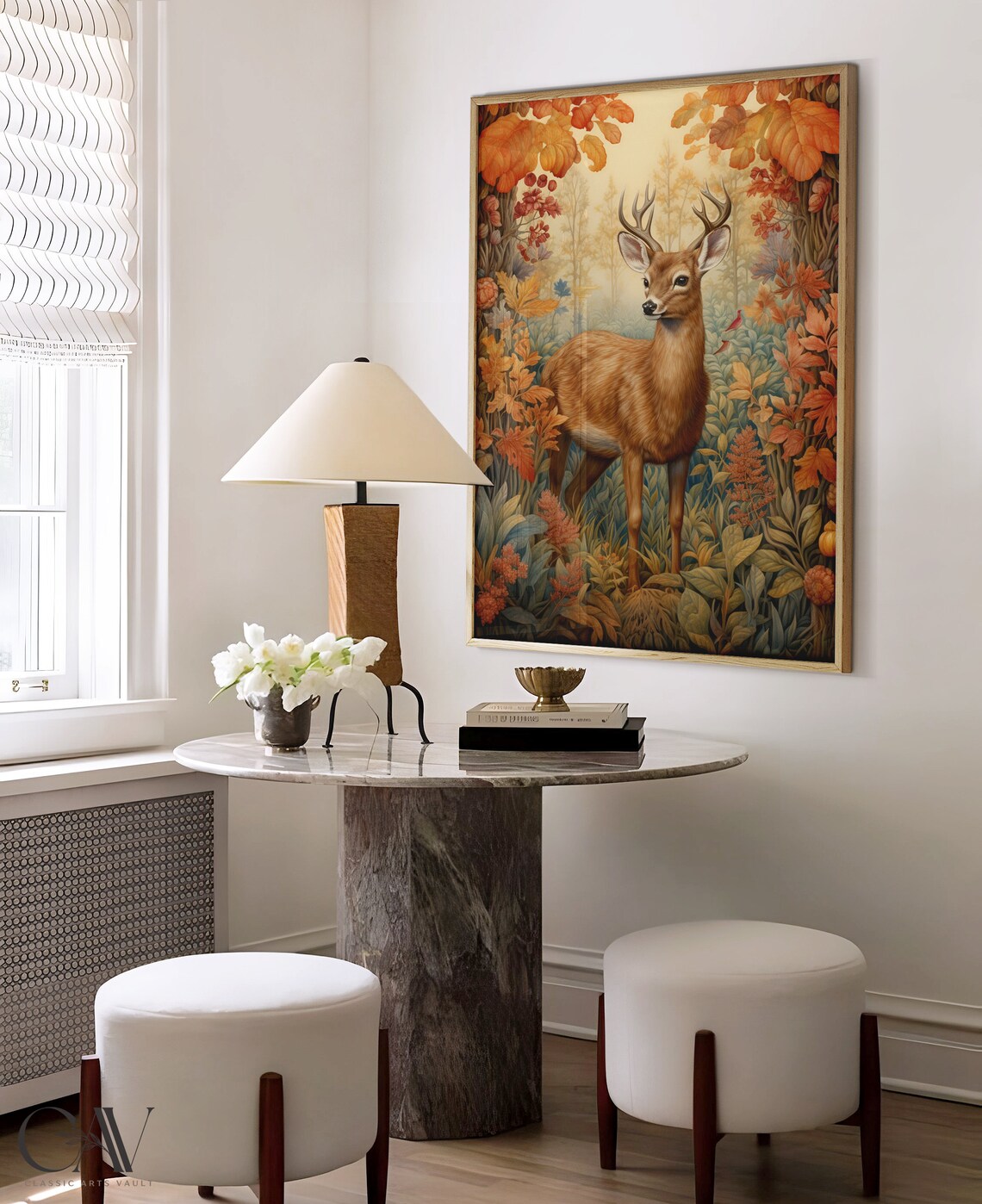 William Morris Inspired Deer Autumn Art Print - Image 4