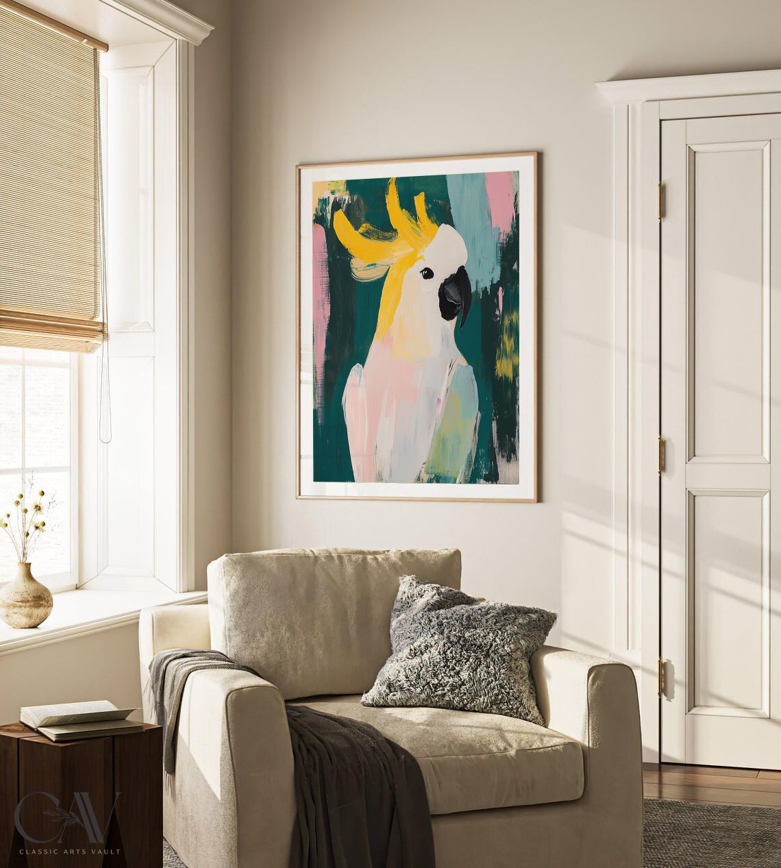 Cockatoo Yellow Crest Abstract Painterly Tropical Art Poster - Image 4