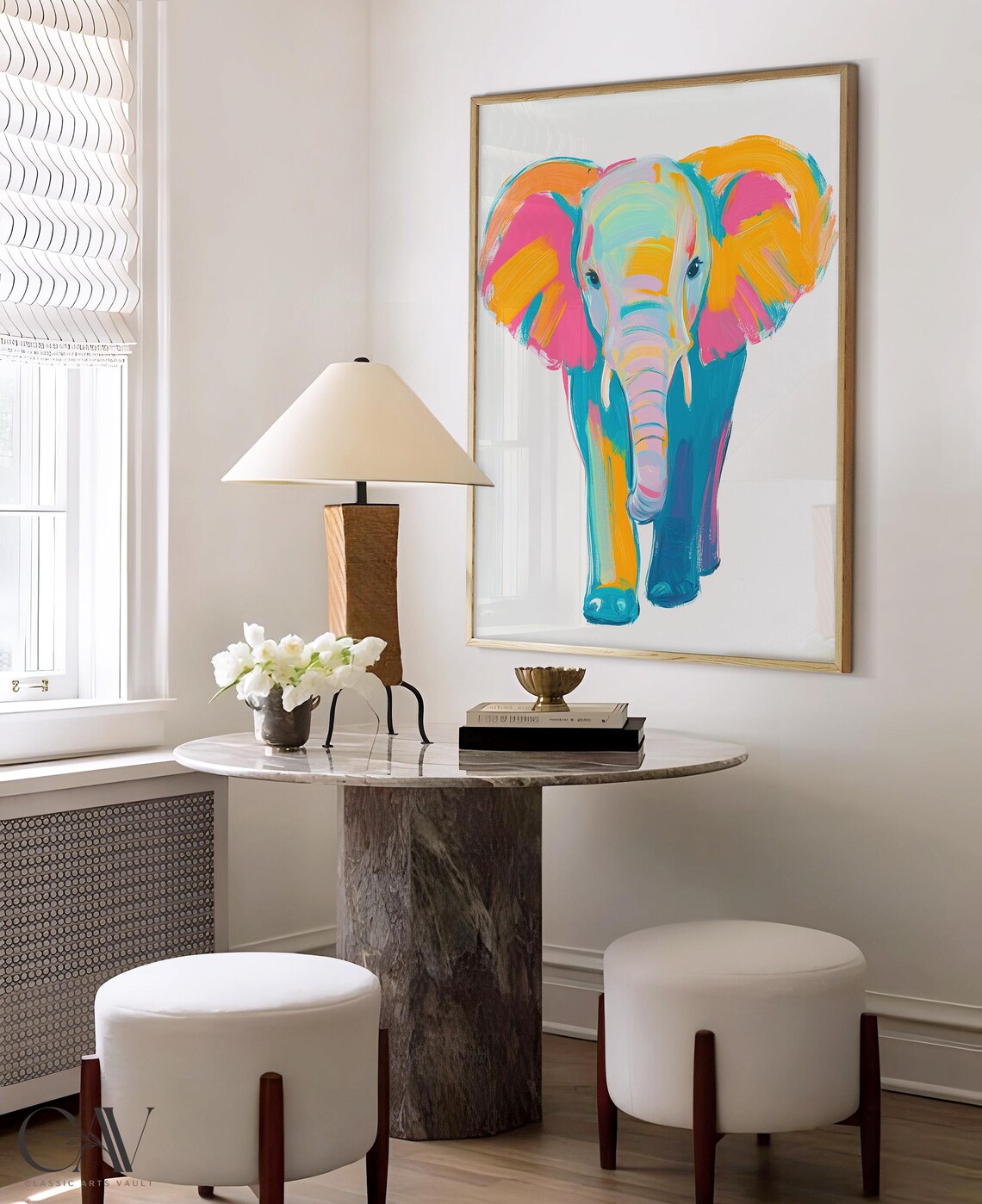 Standing Colorful Elephant Modern Pop Art Wildlife Animal Poster - Image 4