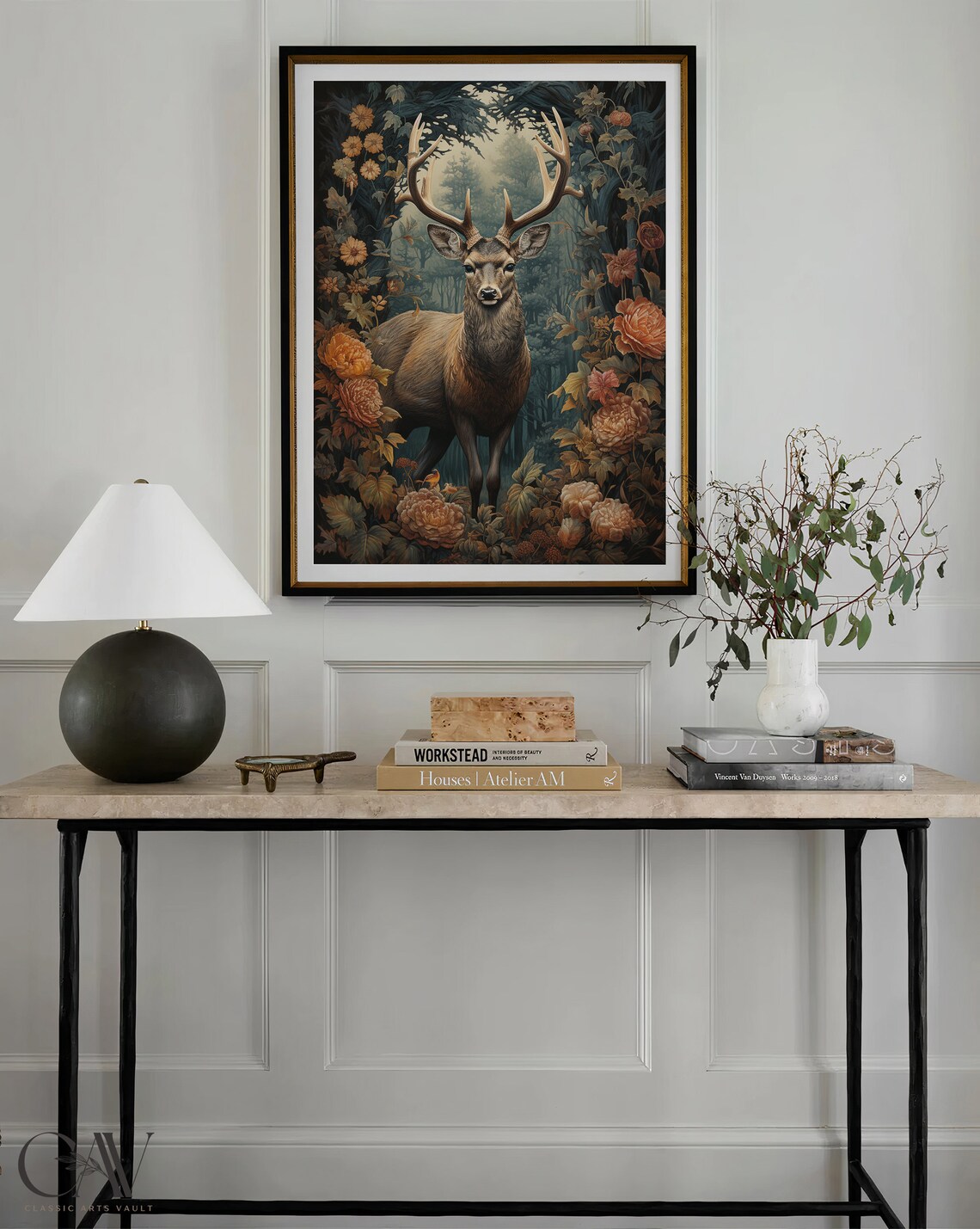 William Morris-Inspired Deer Autumn Art Print - Image 3