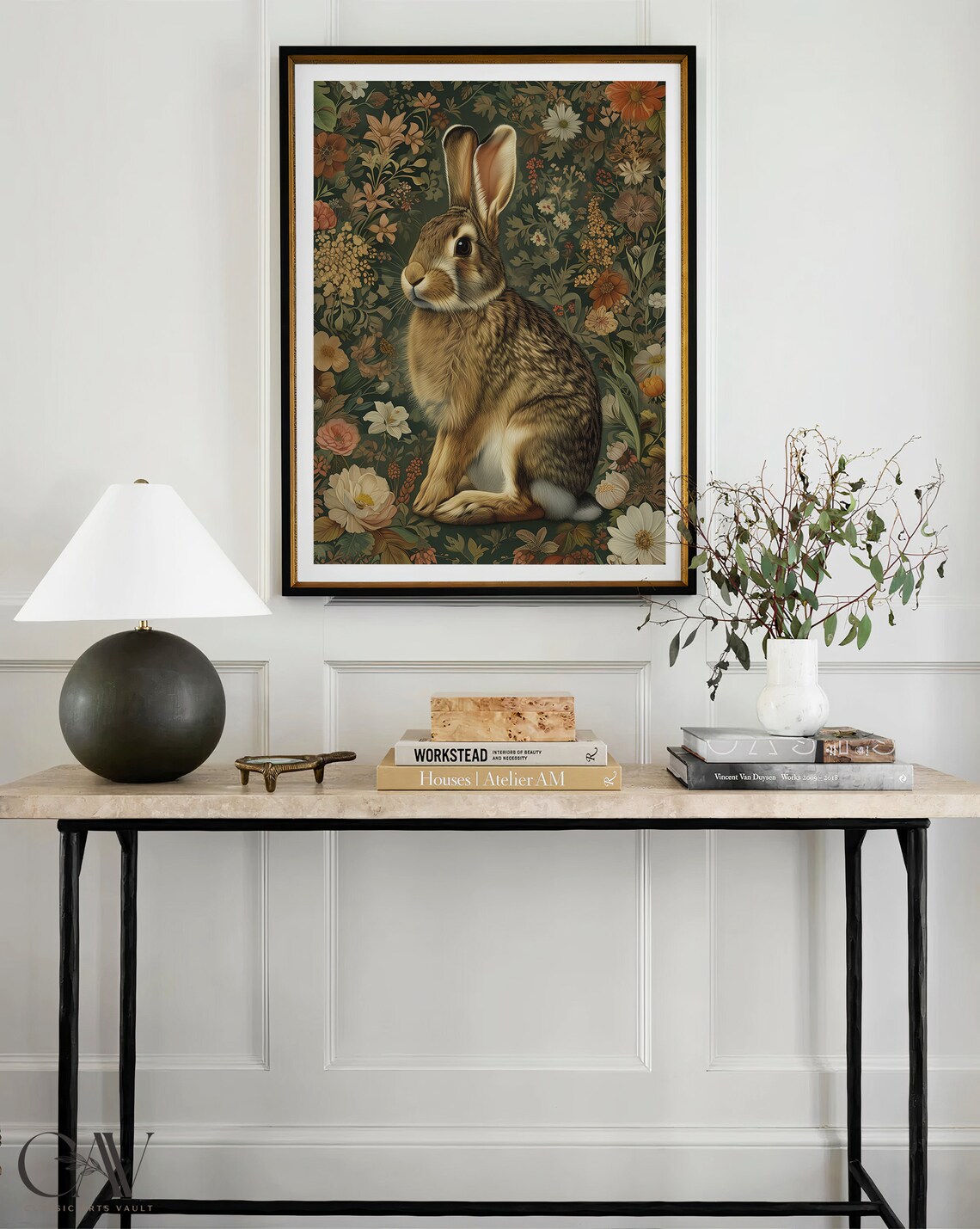 William Morris Inspired Rabbit Art Print - Image 4