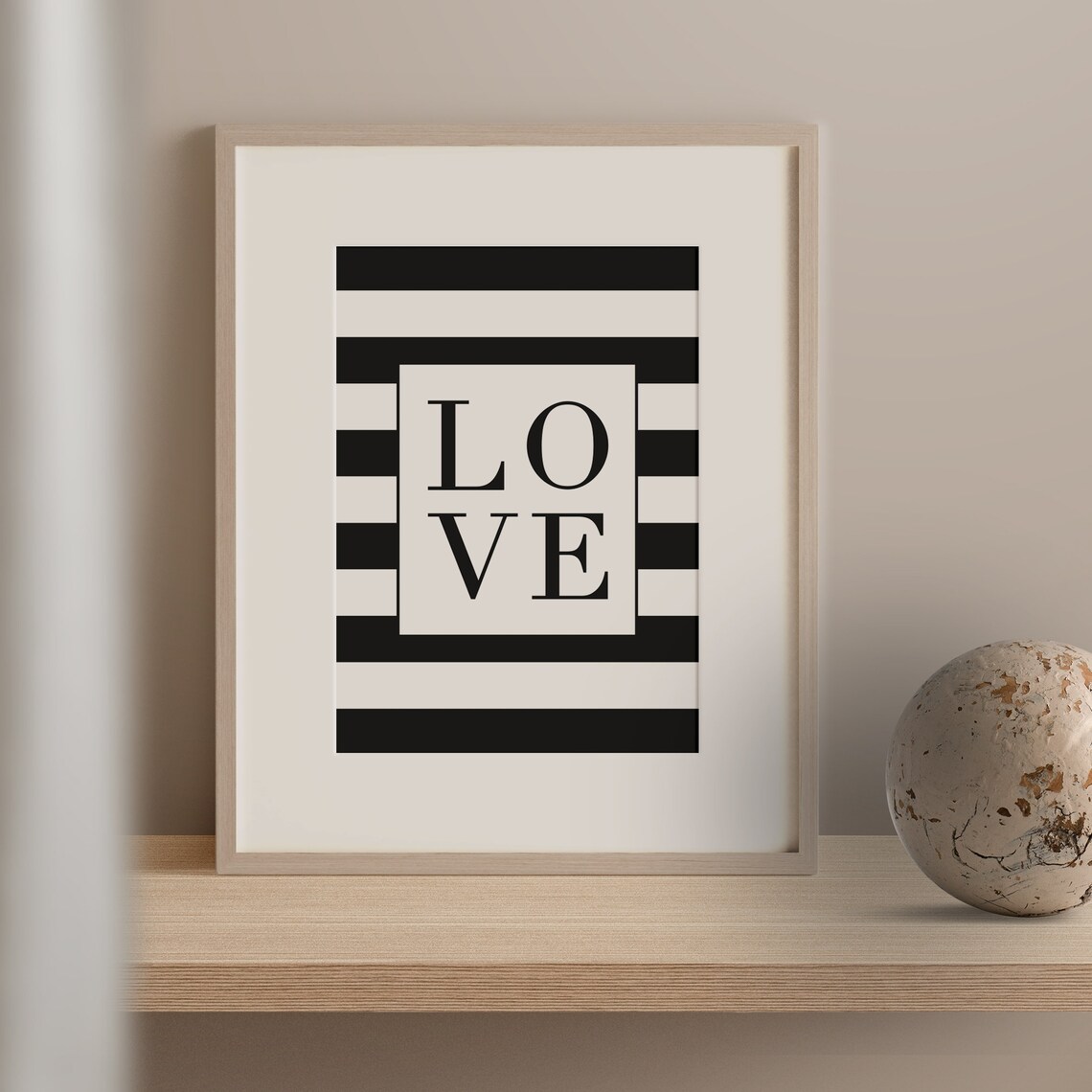 Monochrome Love Stripes Typography Art Print - Image 2