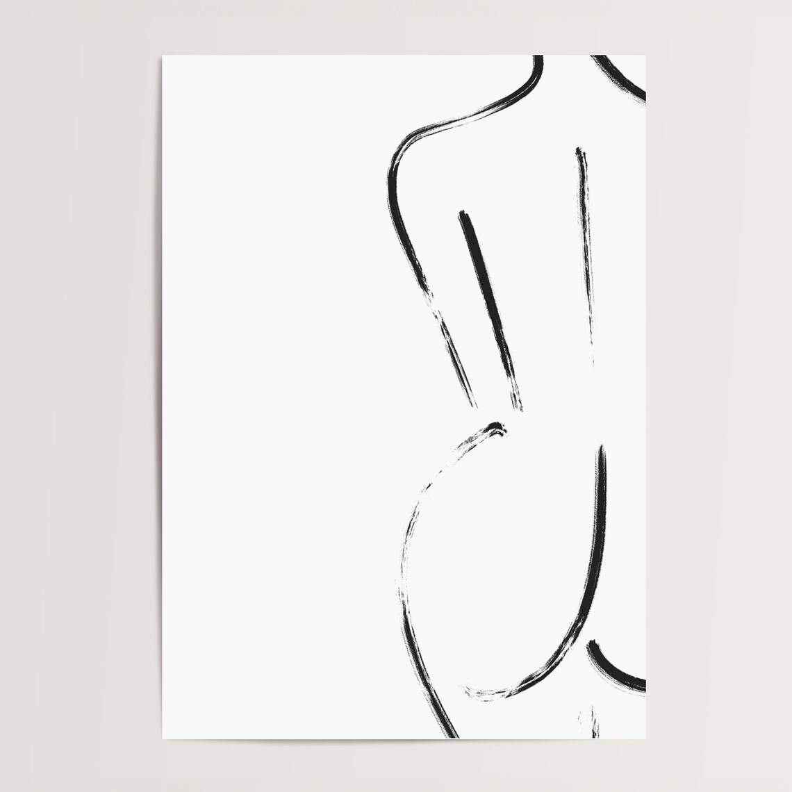 Brushstroke Female Figure Abstract Minimalist Body Art Black White Poster - Image 4