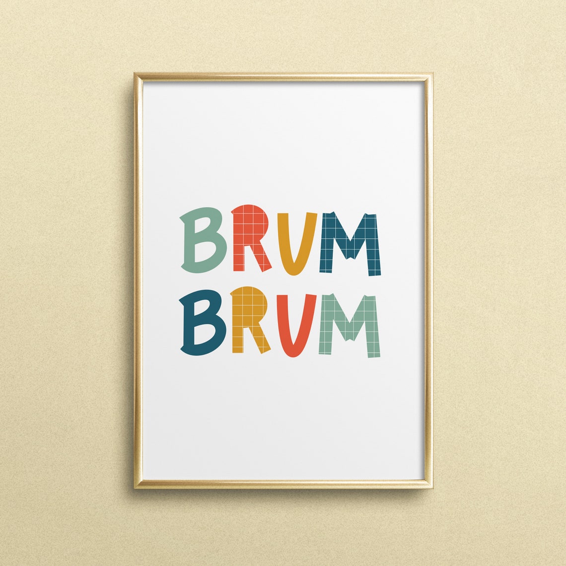 Brum Brum Cute Car Lover Playroom Boys Bedroom Typography Poster