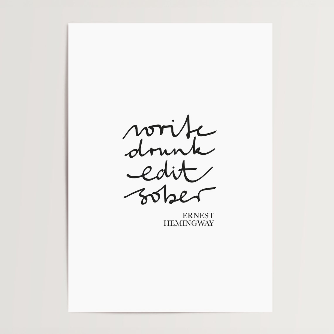 Write Drunk Edit Sober Ernest Hemingway Quote Writers Office Poster - Image 4
