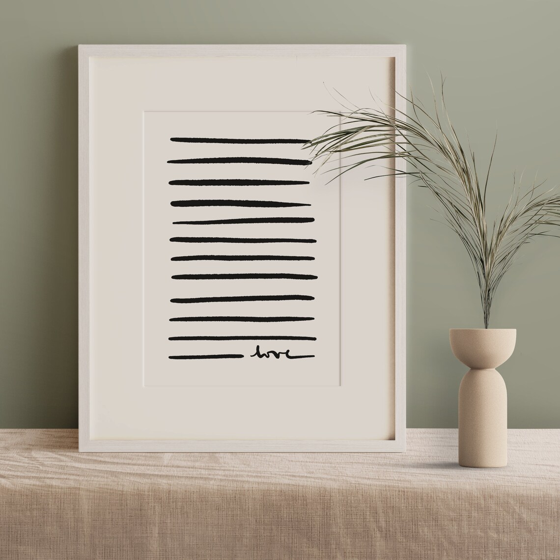 Love Written in Lines Minimalist Black Brush Stroke Art Poster - Image 2