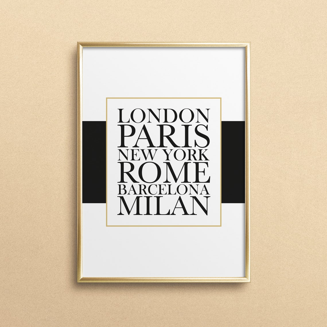 London Paris New York Rome Barcelona Milan World Cities Poster