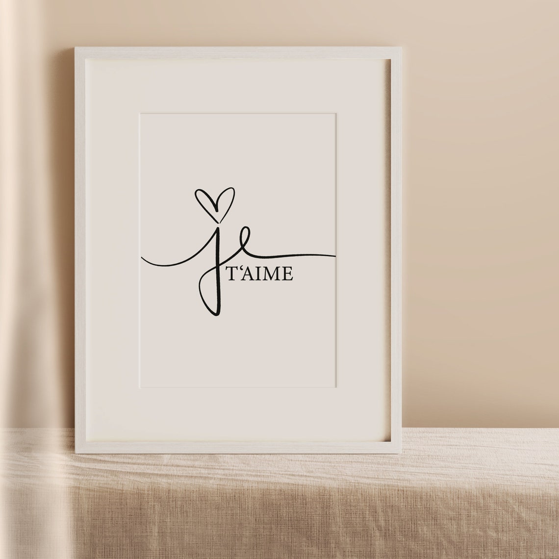 Je T'Aime French I Love You Romantic Calligraphy Script Poster - Image 2