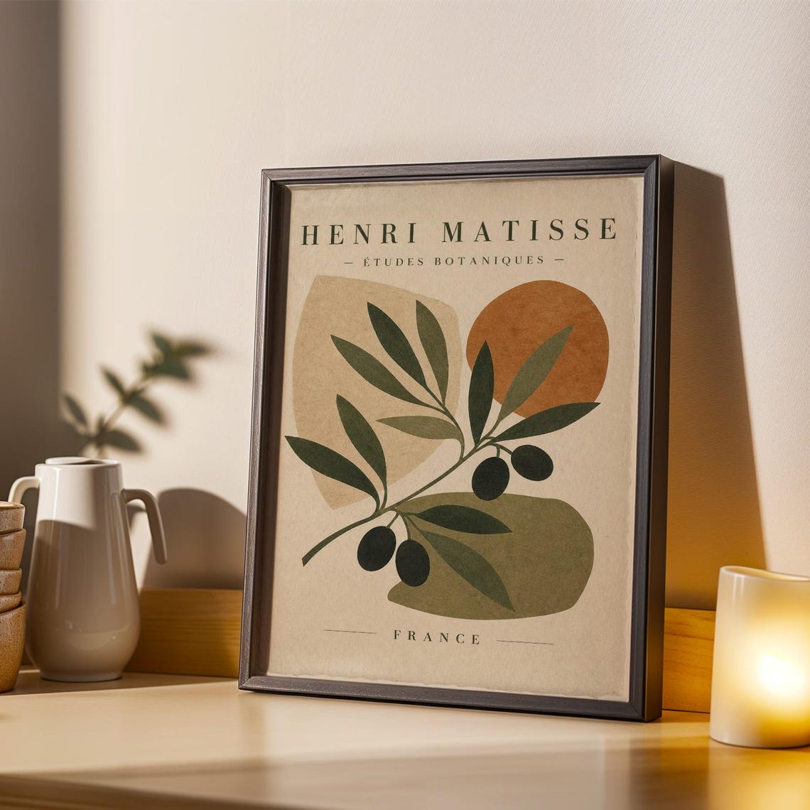 Henri Matisse Print Etudes Botaniques Poster Modern Minimalist Botanical Illustration Olive Green And Terracotta - Image 4