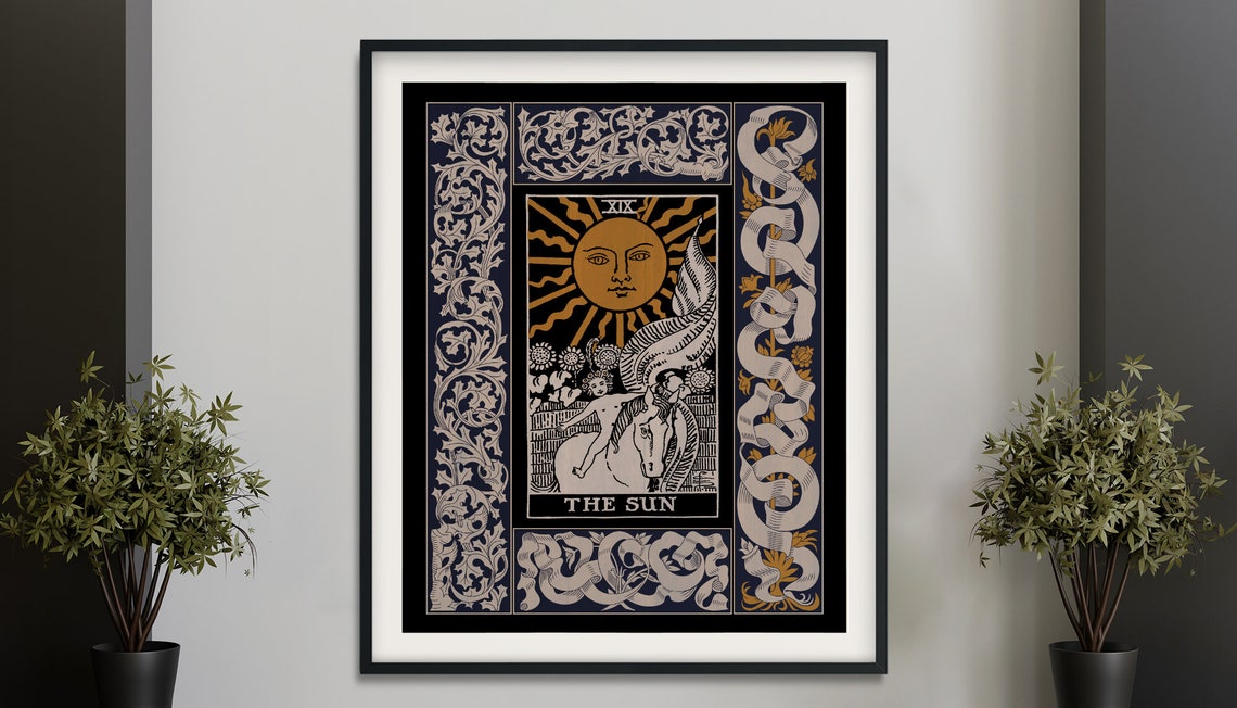 Vintage Sun Tarot Poster, Art Deco Tarot
