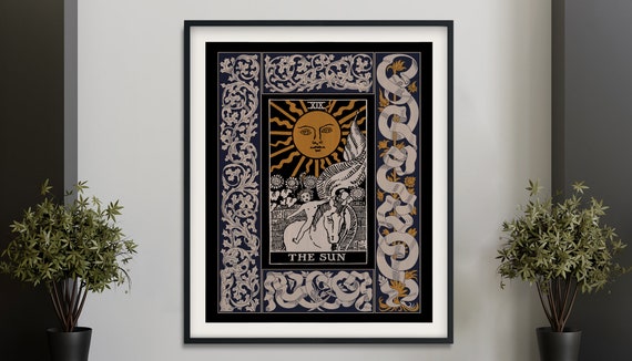 Vintage Sun Tarot Poster, Art Deco Tarot