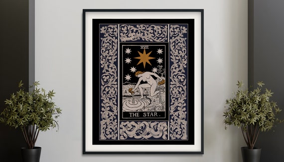 Vintage Star Tarot Poster, Art Deco Tarot