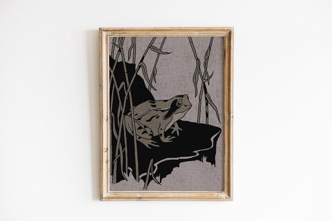 Cute Vintage Frog, Dark Academia Cottagecore Print