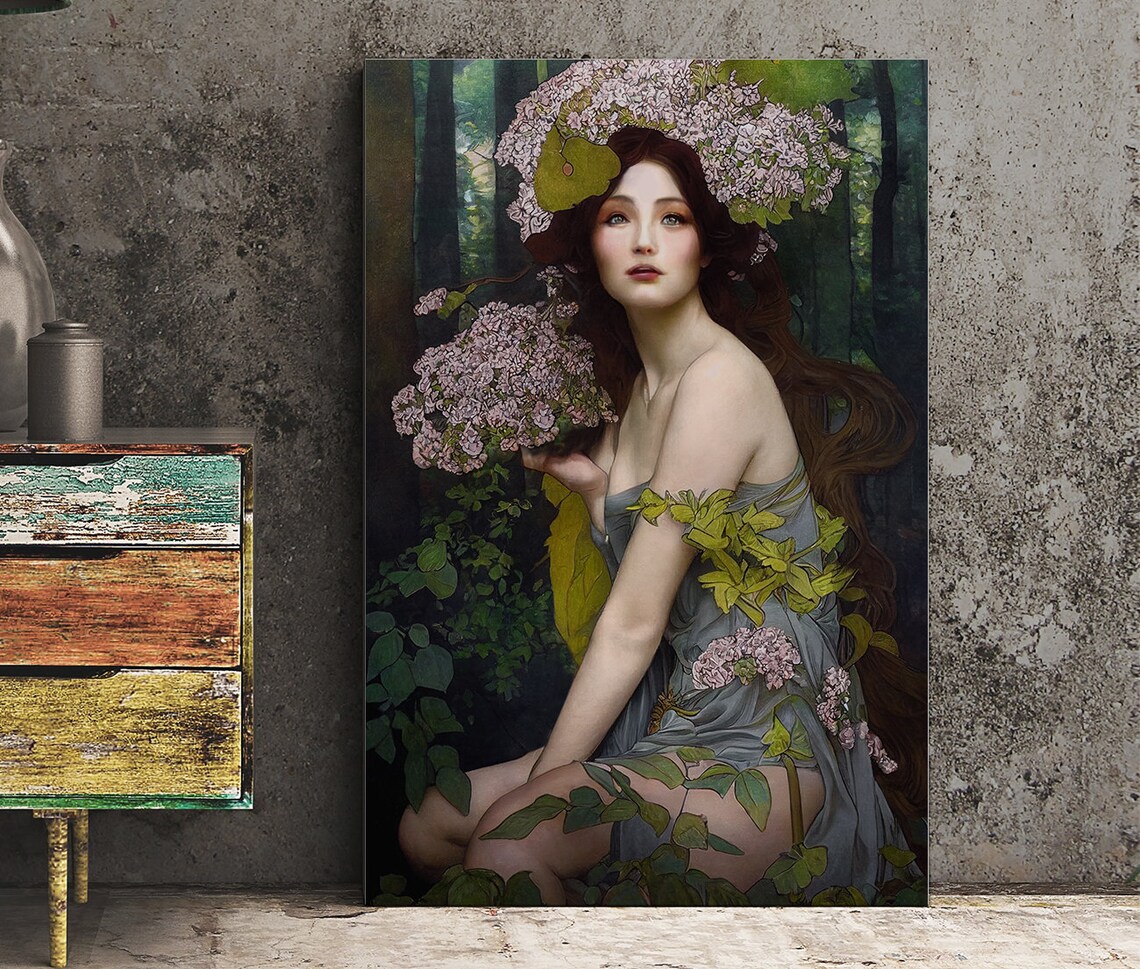 Art Nouveau Goddess Poster, Bohemian Portrait - Image 2