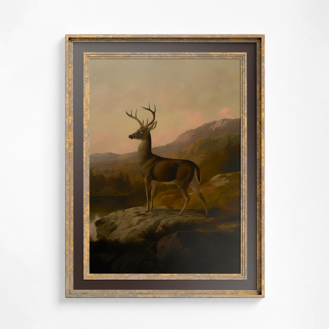 Vintage Deer Painting, Bohemian Deer Art Poster