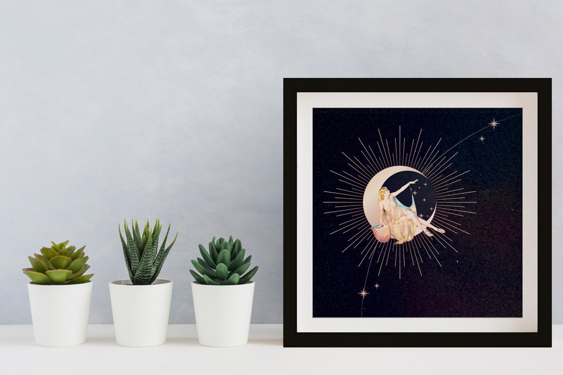 Moon Goddess Art Nouveau Art Deco Wall Art Print - Image 2