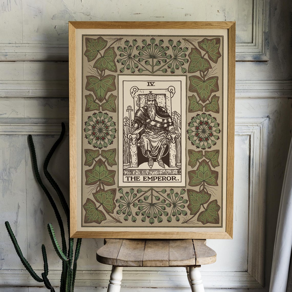 The Emperor Card, Floral Nouveau Tarot Art Print