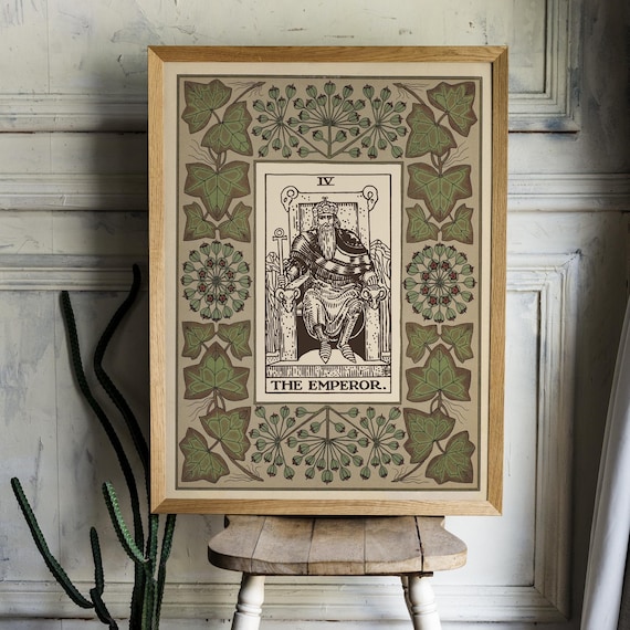 The Emperor Card, Floral Nouveau Tarot Art Print