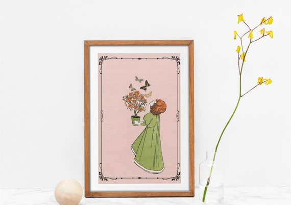 Vintage Flower Girl Poster Print, Josef Rudolf Witzels