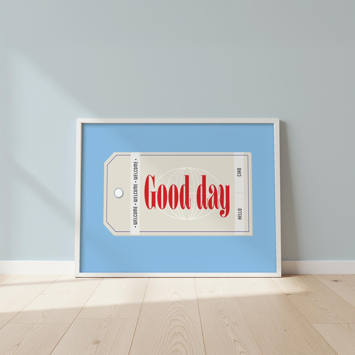 Good Day Retro Luggage Tag Midcentury Modern Typography Quote Poster