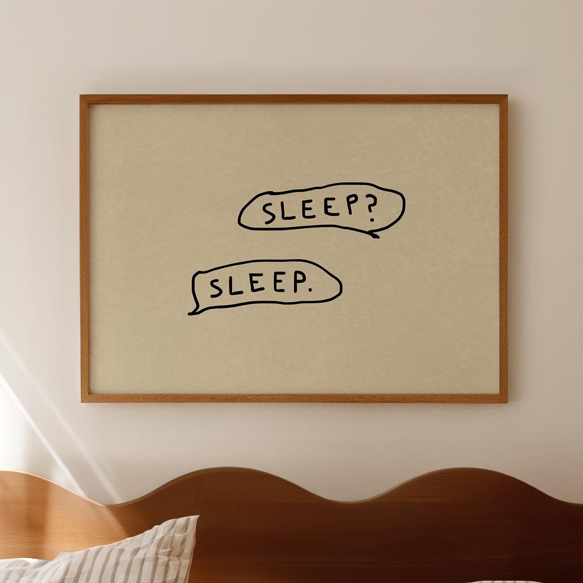 Sleep Question Sleep Answer Funny Handwritten Bedroom Quote Wall Art