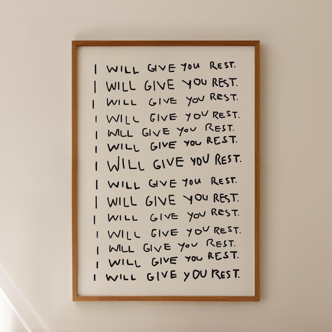 I Will Give You Rest - Minimalist Bible Verse Art Print