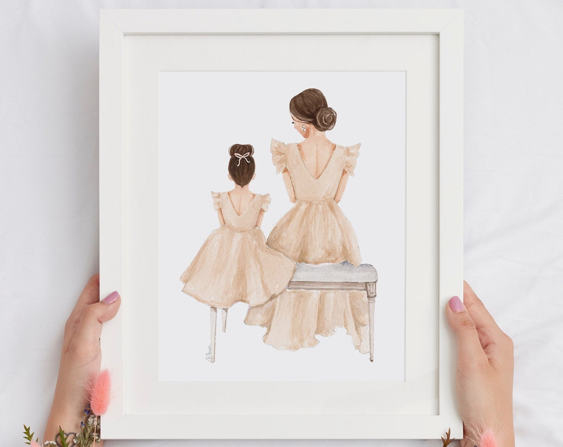 Personalized Mother Daughter Print Matching Blush Dresses Gift For Mom