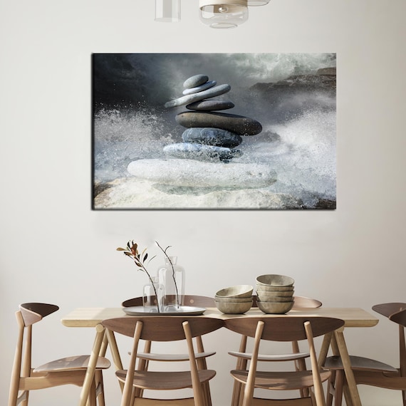 Rock Balance Canvas Art Meditation Stone Print Zen Wall Decor
