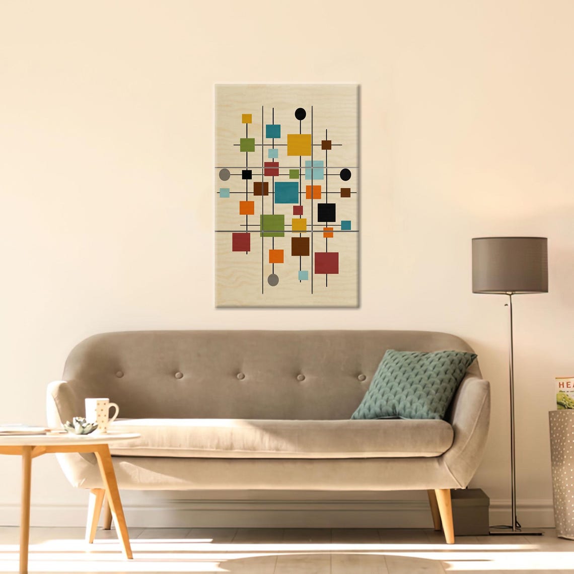 Midcentury Modern Geometric Color Blocks Retro Atomic Age Wall Art