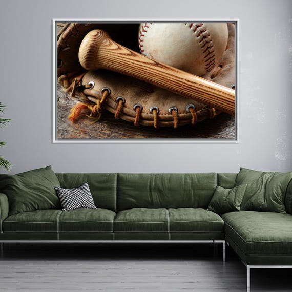 Baseball Art Canvas 3d Effect Boy Room Decor Man Cave Print