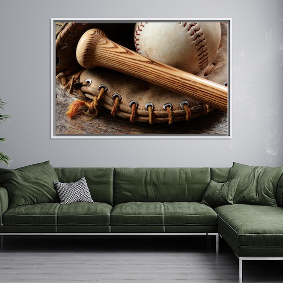 Vintage Baseball Bat Ball And Glove Close Up Nostalgic Sports Poster