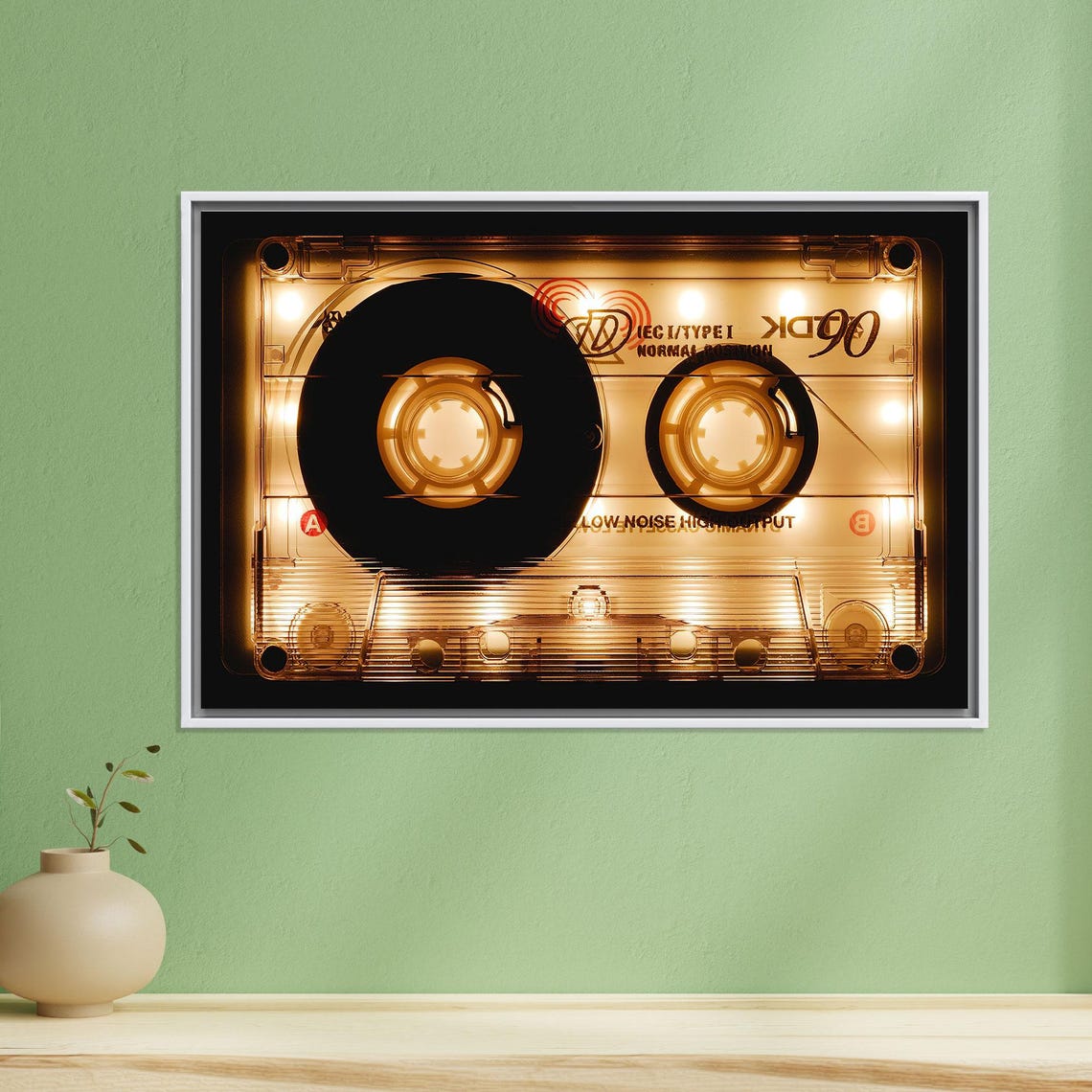 Glowing Retro Cassette Tape Neon Music Room Vintage Decor Poster