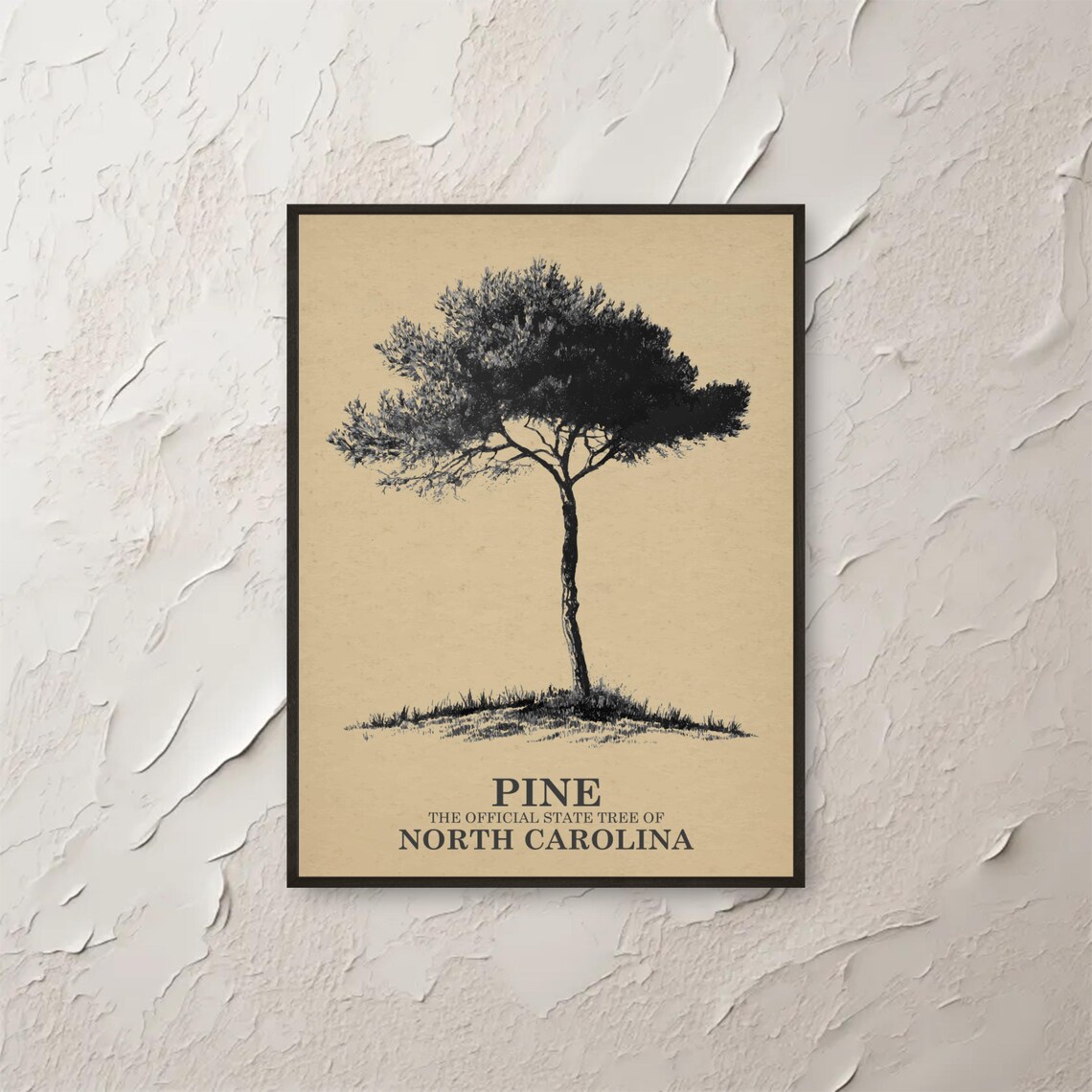 Pine Tree Wall Art North Carolina State Print Nature Home Decor Botanical Illustration Office