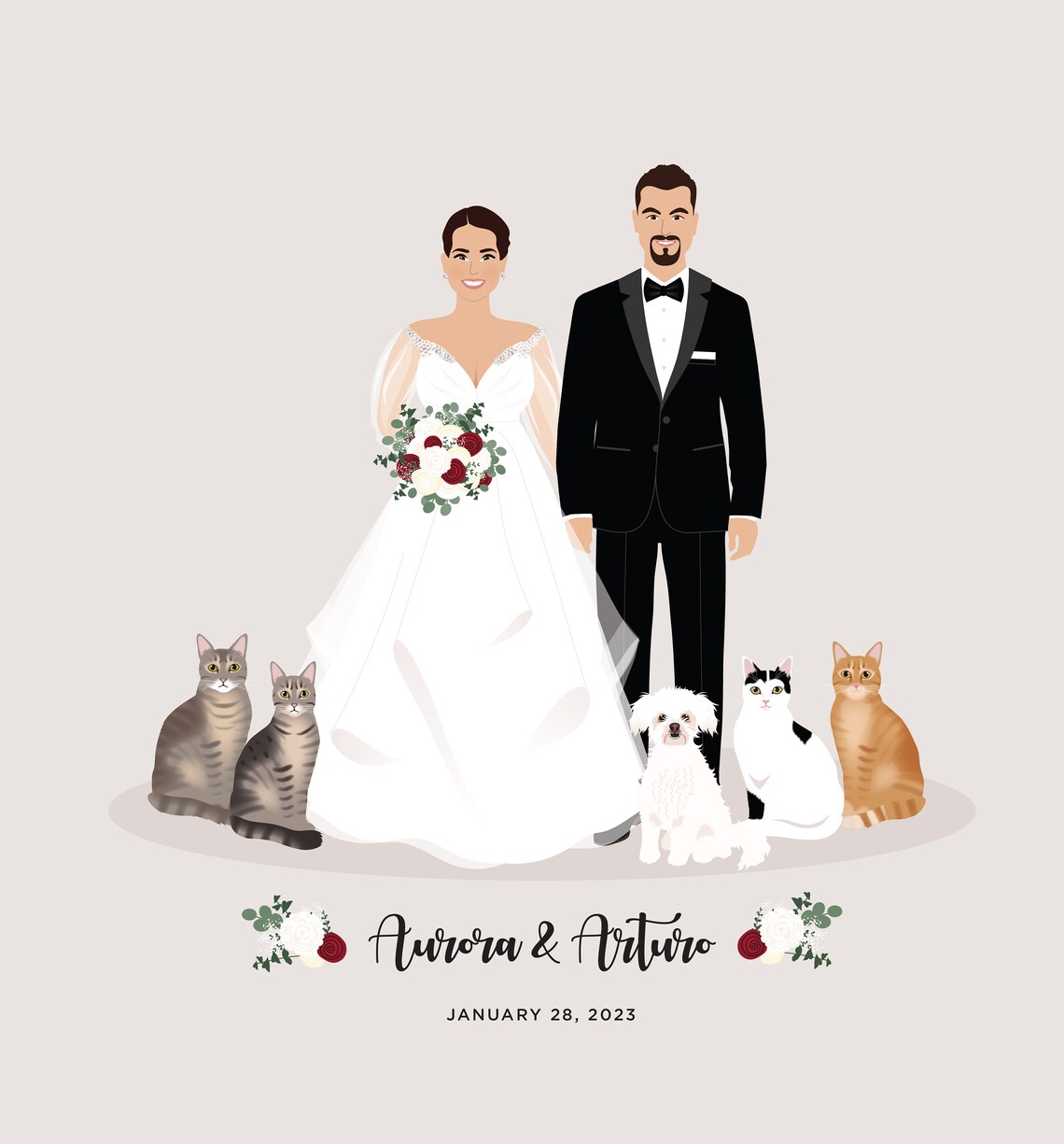 Wedding Portrait, Paper Anniversary Couple Gift - Image 5
