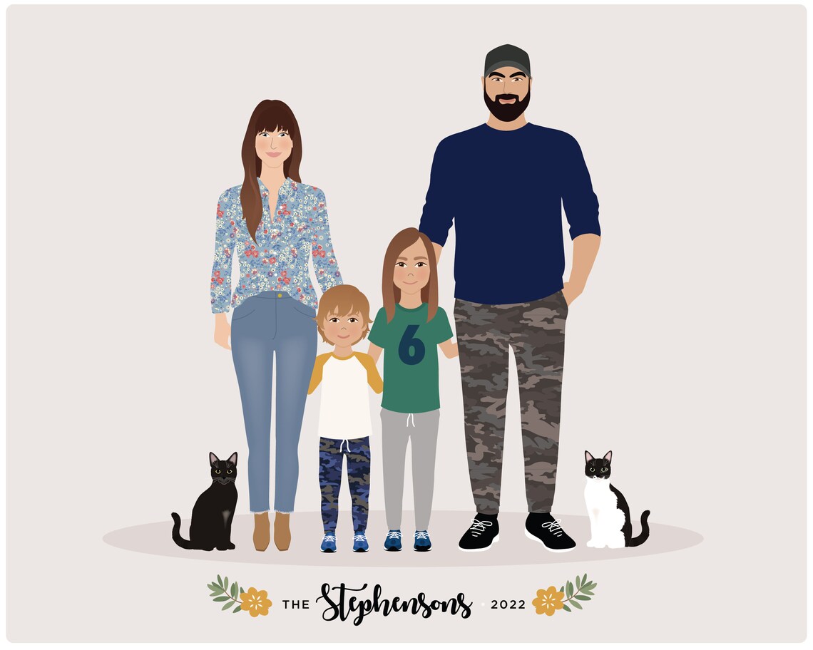 Personalized Family Portrait, Christmas Gift