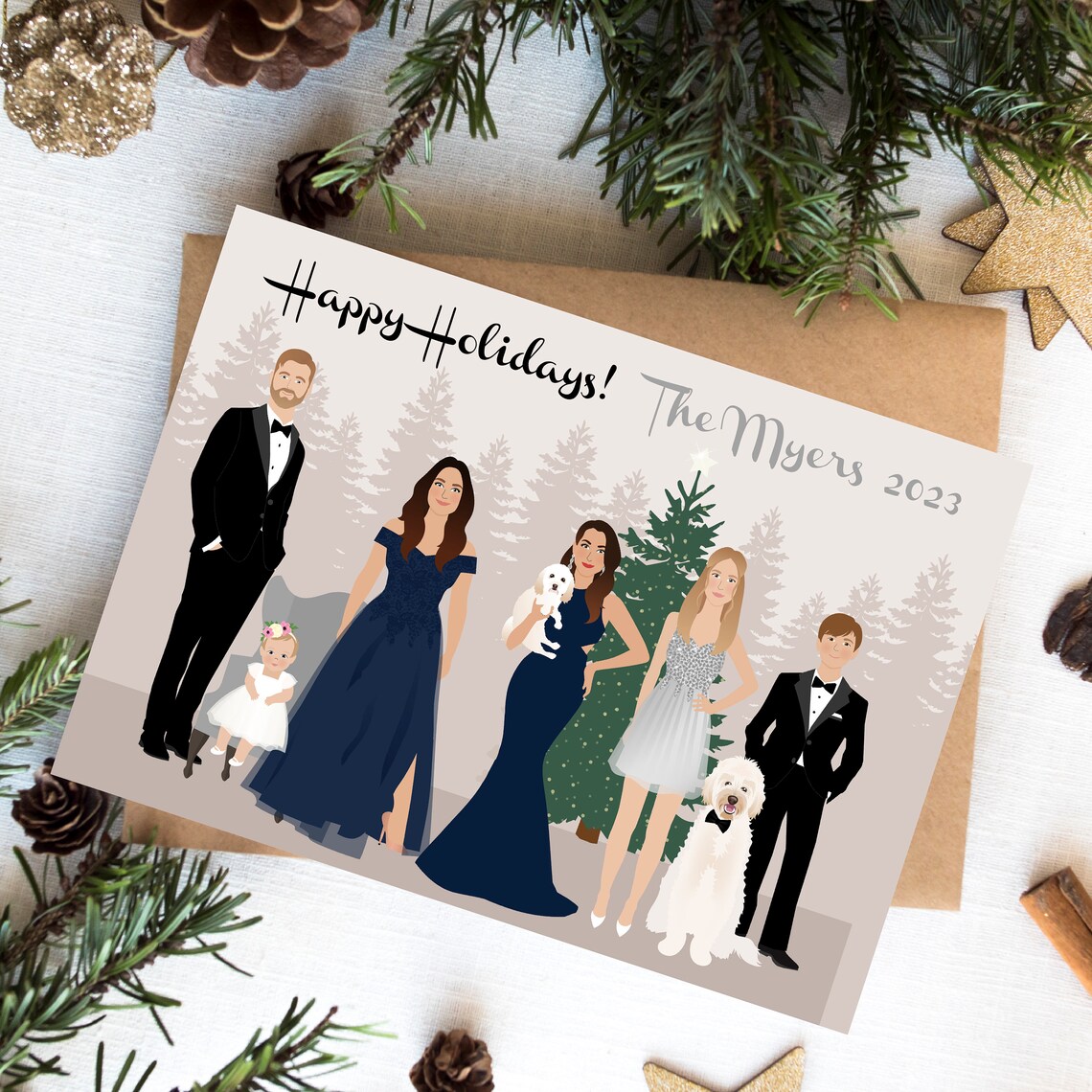 Personalized Christmas Family Portrait Matching Pajamas Poster - Image 5