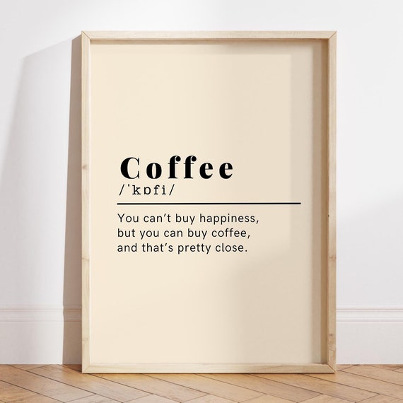 Coffee Definition Poster Good Morning Coffee Poster Coffee Lover Gift Aesthetic Coffee Station Print Kitchen Wall Art File