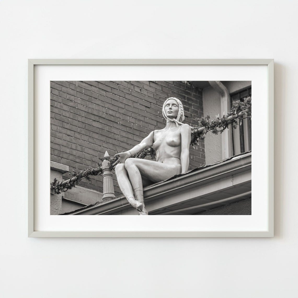 Rooftop Mannequin Black and White Street Photography Fine Art Poster