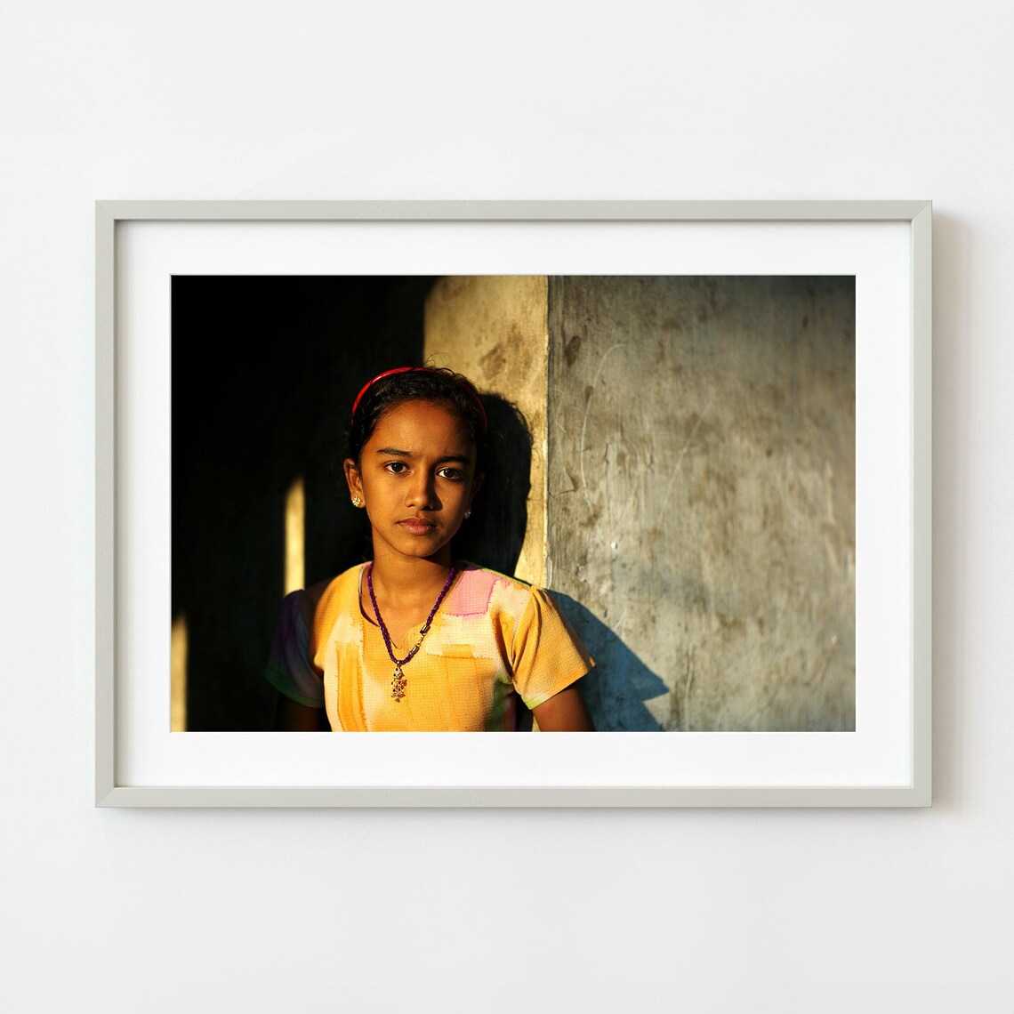 Young Girl in Golden Sunset Light Portrait Photography Art Poster
