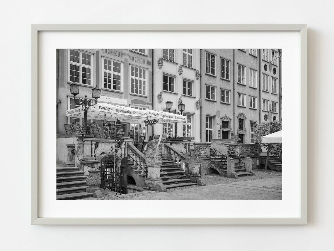 Mariacka Street Old Town Gdansk Poland Black White Photography Poster