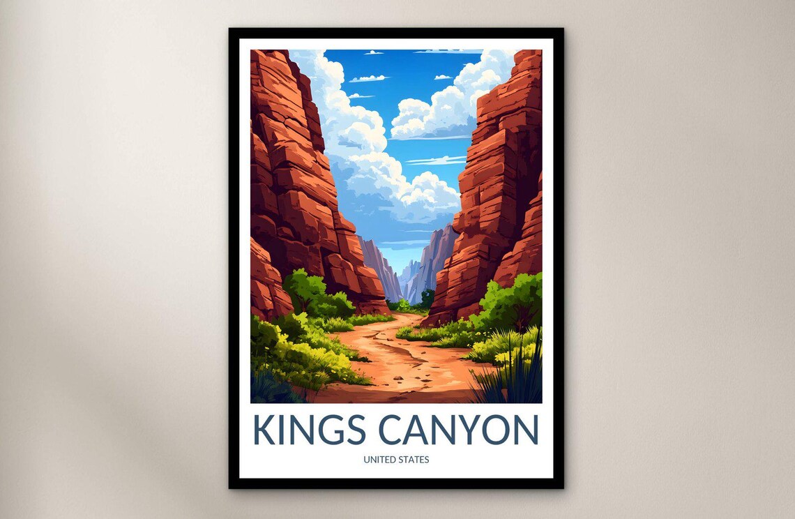 Kings Canyon California Red Rock Canyon Desert Trail Scenic Art Poster